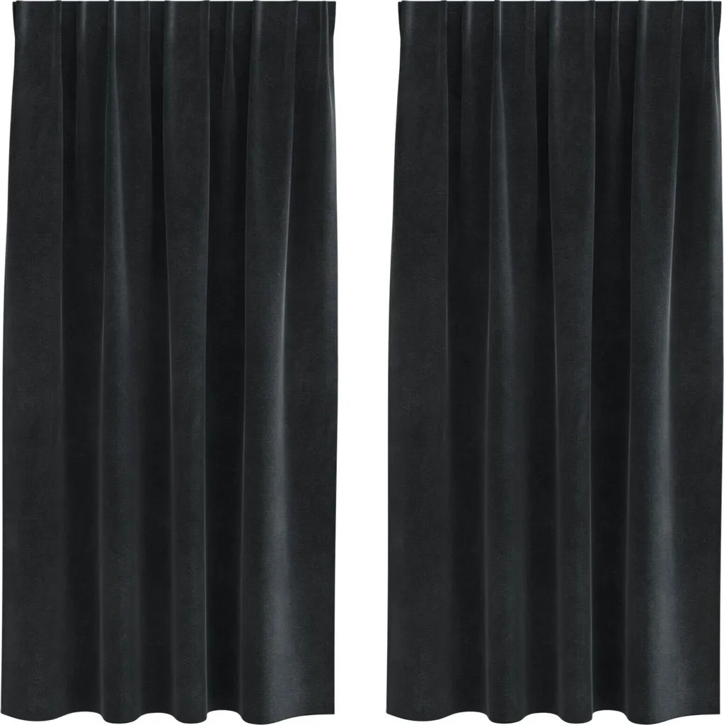 Tende oscuranti con binario superiore 2 pezzi in velluto nero, tende e tendaggi DesignMöbel New
