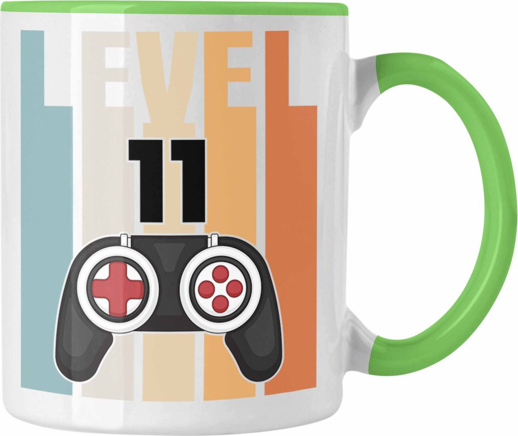 Trendation - 11. Geburtstag Tasse Gamer Jungs Jungen Geschenkidee zum Geburtstag Lustig Elf (Grün)