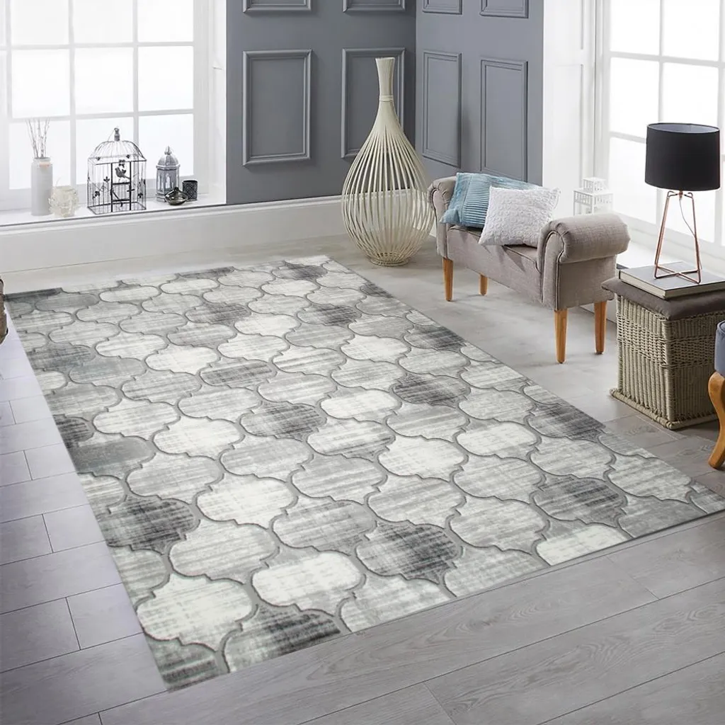 Décoration intérieure : tapis moderne gris-beige pour salon 120x170cm