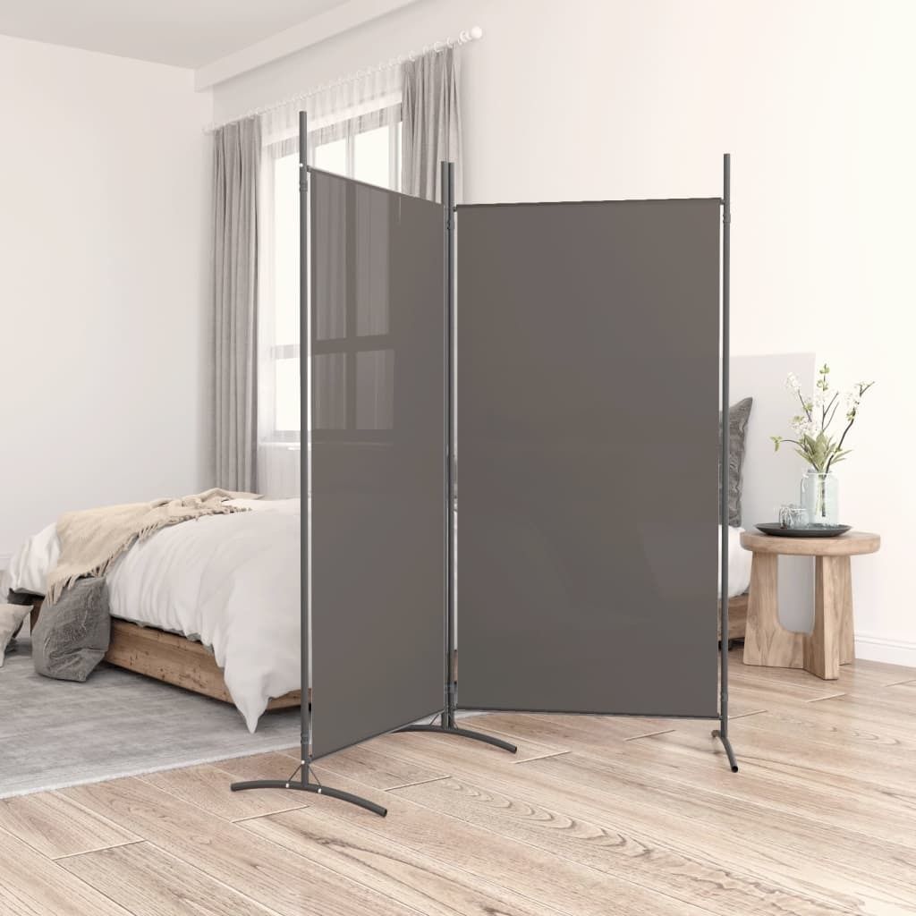 The Living Store 2-tlg. Paravent Anthrazit 175x180 cm Stoff