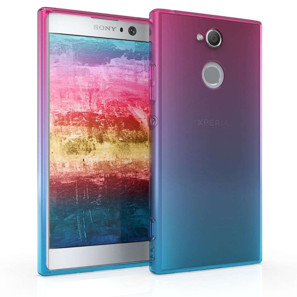 kwmobile Case kompatibel mit Sony Xperia XA2 - Hülle Handy - Handyhülle Zwei Farben Pink Blau Transparent