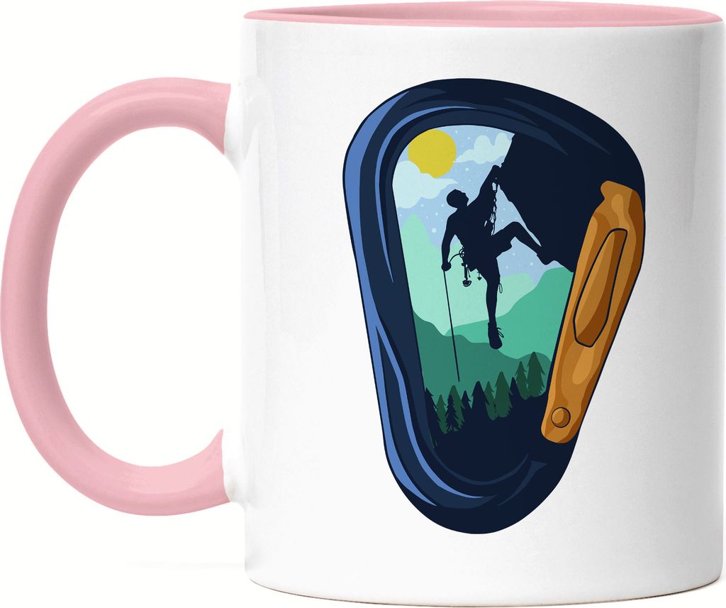 Klettern Tasse Rosa Kletterer Berge Hügel Felsen Gipfel Höhe Sport Kletterschuhe Bouldern Steil Freizeit Hobbie