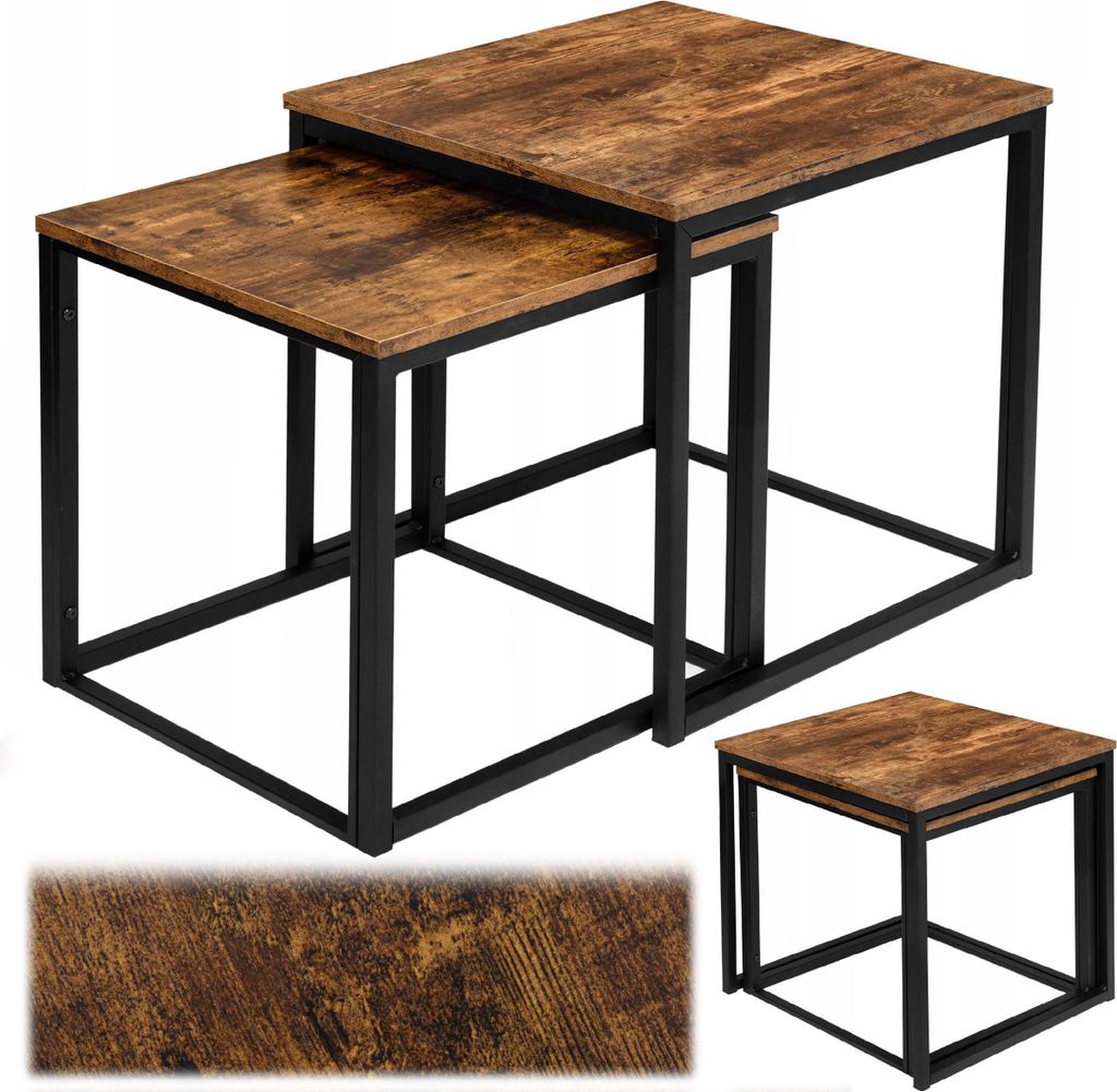 Praven Couchtisch Set Loft Vintage Eichenoptik