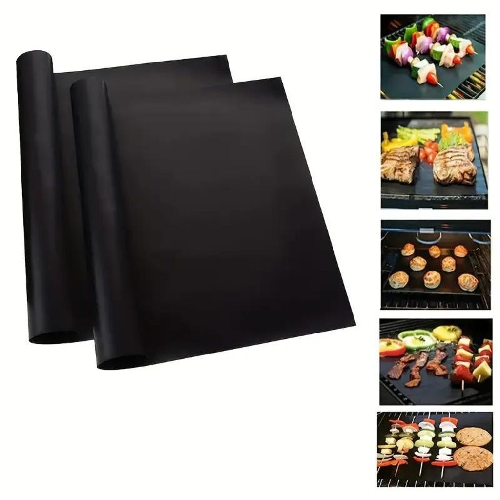 2x Grill - Ofenmatte – Wiederverwendbare Backofen- & Grillmatte – Zuschneidbar | PTFE | Für Airfryer, Elektro- & Gasofen, BBQ