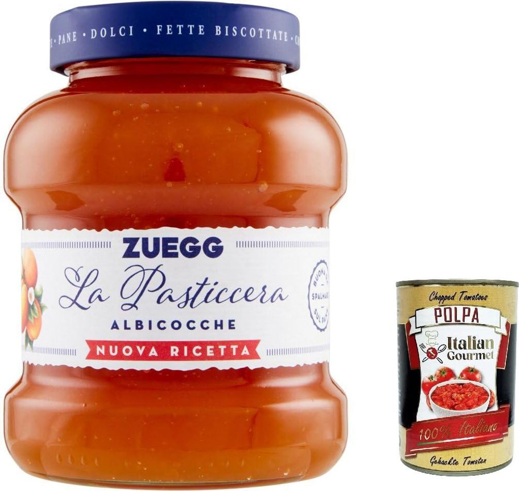 3x Zuegg La Pasticceria Albicocca, Marmelade Aprikose Konfitüre Brotaufstriche Italien 700 g + Italian Gourmet polpa 400g