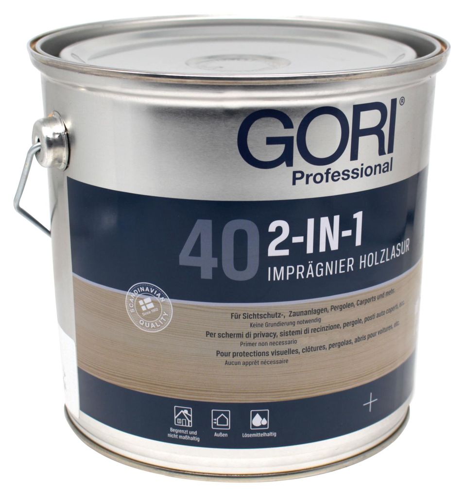 Gori 40 2in1 Holzlasur nussbaum 2,5L UV Schutz Holz Lasur Produktbild 