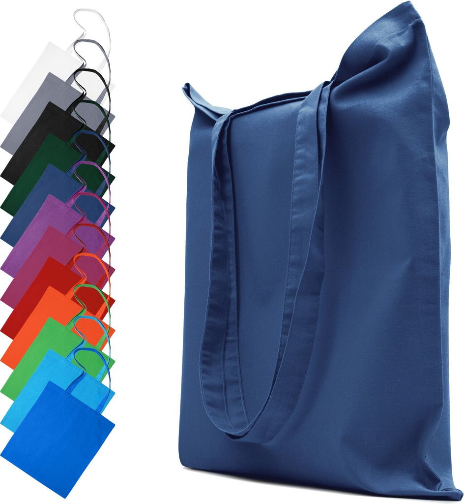 Stofftasche Baumwolltasche 28x32 cm Tasche Beutel Tragetasche Einkaufstasche Stoffbeutel, in Farbe: Dunkelblau