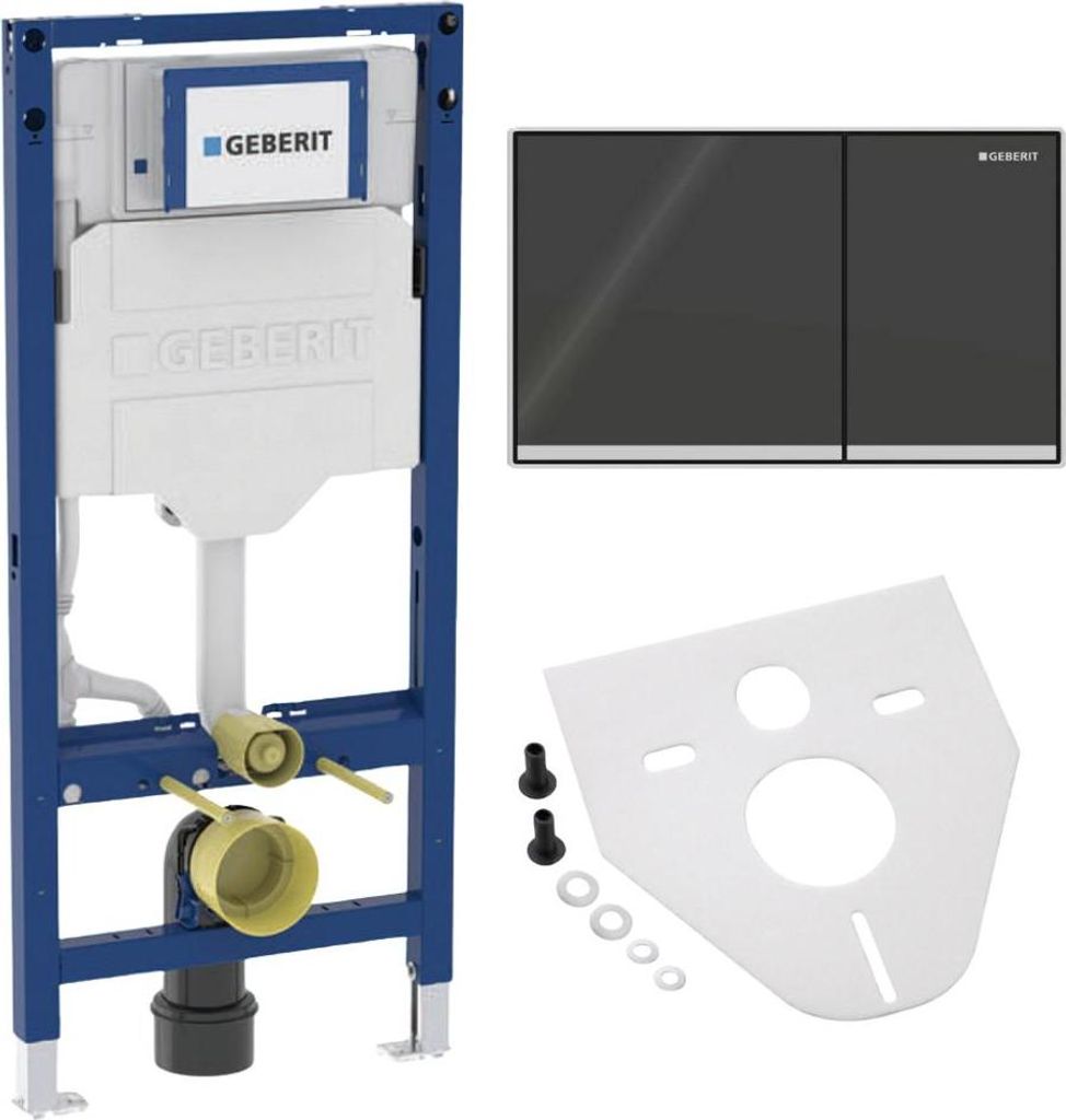 BADfabrik24 Geberit Duofix Element 112 cm für Wand-WC mit Sigma UP-Spülkasten 12 cm + Sigma30 Betätigungsplatte schwarz matt inkl. Montageset f...