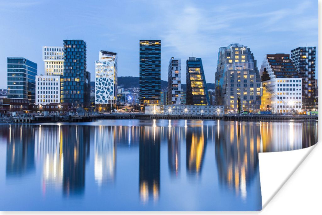 MuchoWow Poster Skyline von Oslo 60x40 cm - Schlafzimmerdekoration