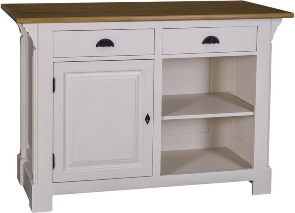 Casa Padrino Landhausstil Theke Hellgrau / Naturfarben 140 x 68 x H. 95 cm - Thekentisch mit Eichenholz Tischplatte