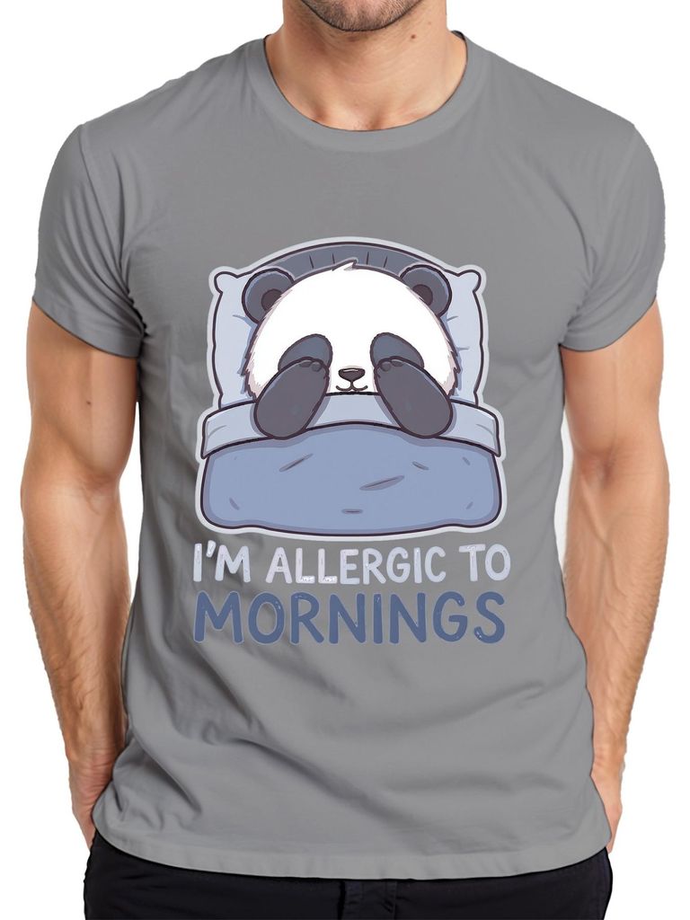 I'm Allergic To Mornings Panda sleeping pillow bed lazy cute Herren T-Shirt, Grau, M