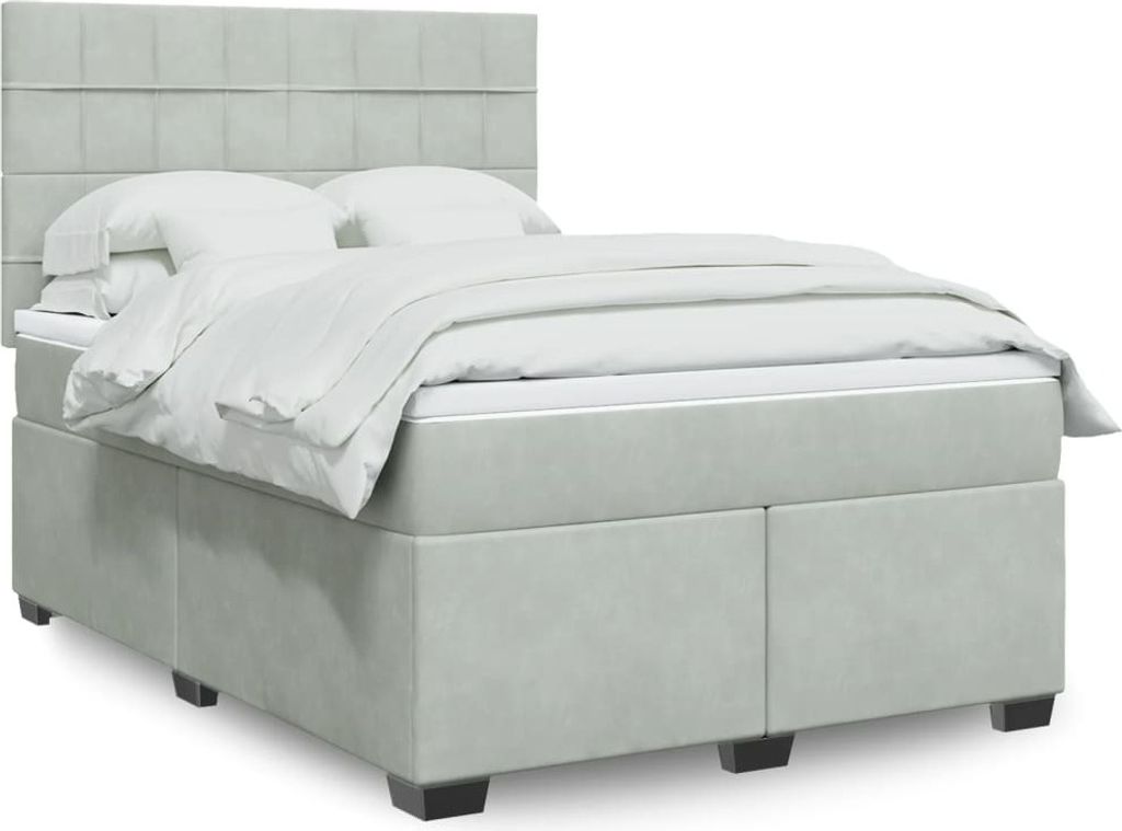 Maison Exclusive - Boxspringbett mit Matratze Hellgrau 160x200 cm Samt
