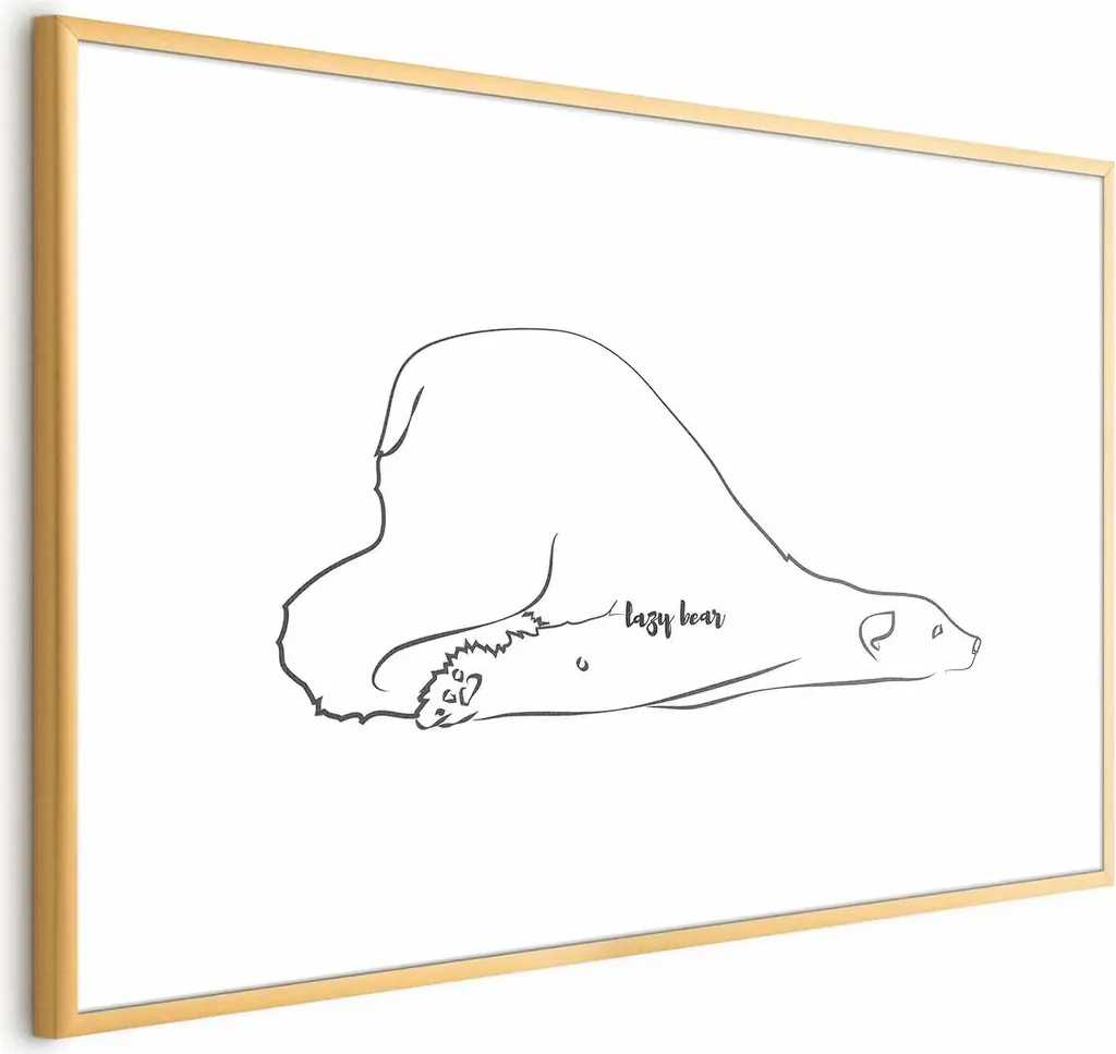 Poster Orso Pigro con Cornice Oro 60x40 - Trend Arredo Casa 2026