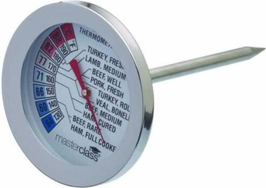 Großes Edelstahl-Fleischthermometer mit präziser, analoger Anzeige