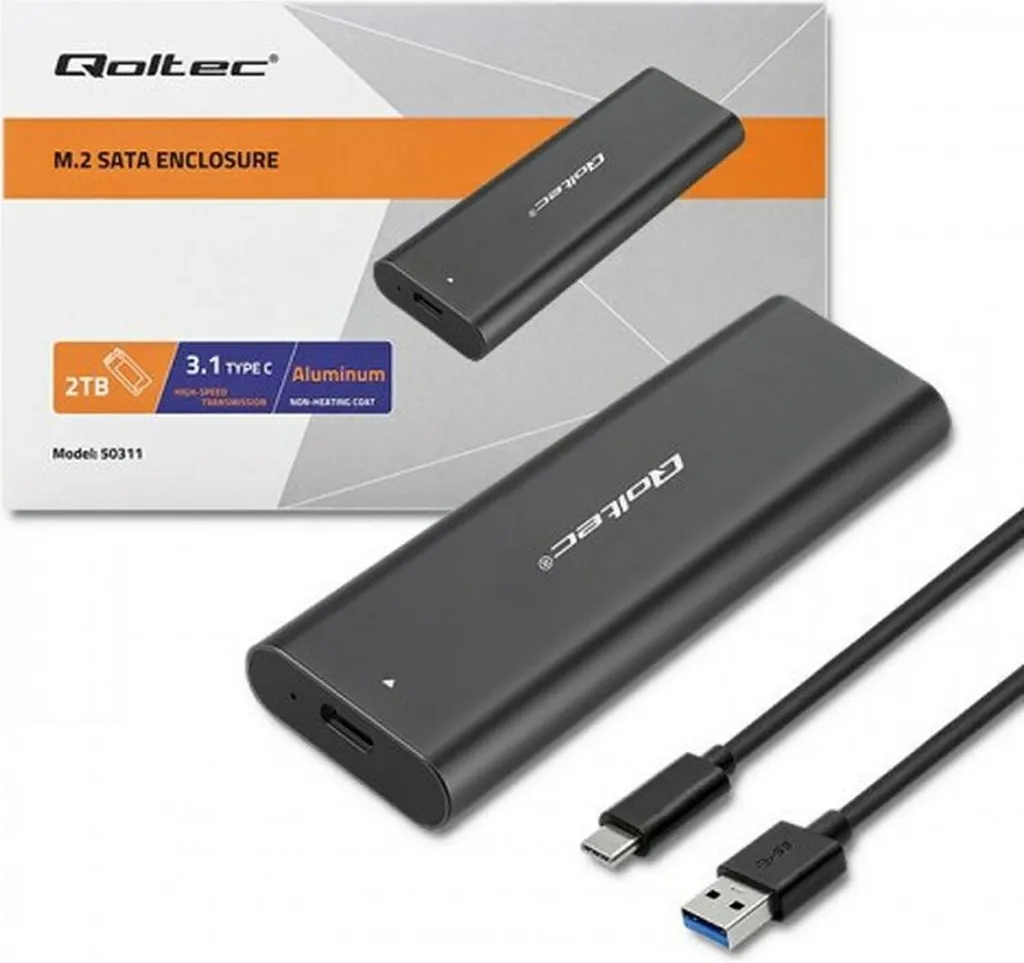 Qoltec Obudowa do dysków M.2 SATA SSD NVMe USB Typ C