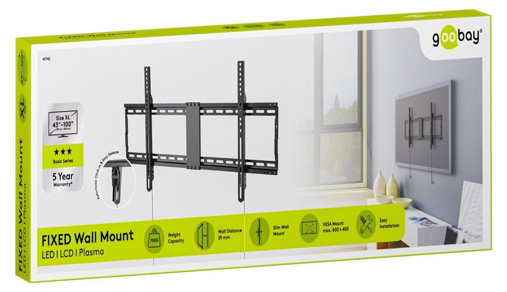 TV-Wandhalterung Basic FIXED (XL) (schwarz, für 109 - 254cm Produktbild 