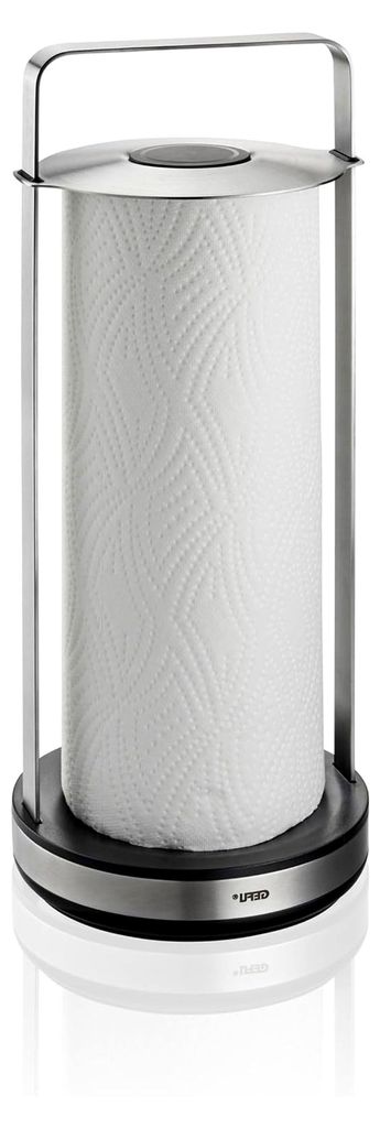 Küchenrollenhalter aus Edelstahl, Einhand-Abreißmechanismus, beidseitige Abrisskante, Gewichtsbasis, rutschfest, geeignet für Rollen bis Ø 12,5...