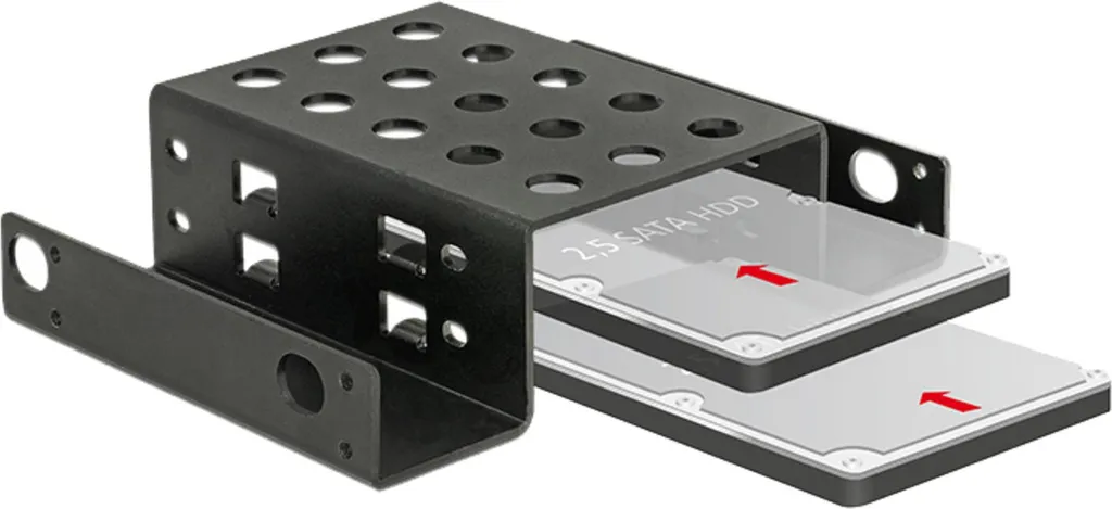 Supporto Delock Metallo Nero per 2 SSD 2.5 in 5.25 | Robusto e Semplice - 3