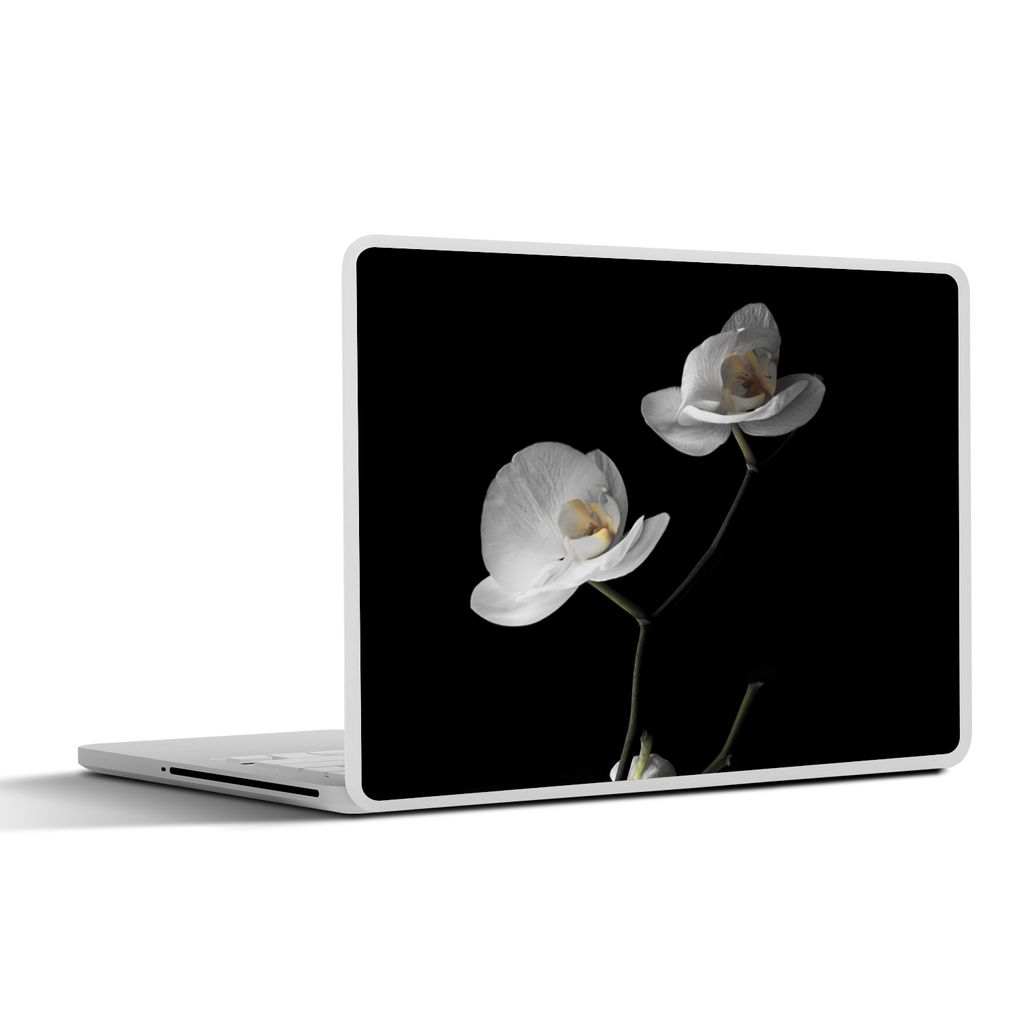 MuchoWow Laptop Aufkleber Sticker Cover Orchidee - Blumen - Schwarz - Weiß - Stilleben 31x22.5 cm - Laptop-Deko