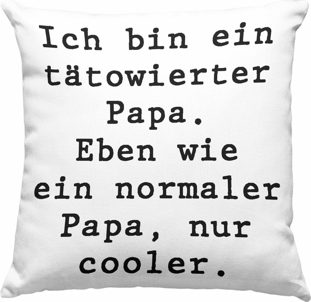 Trendation - Tattoo Papa Geschenk Deko-Kissen mit Füllung 40x40 Vater Vatertag Geschenkidee Vatertagsgeschenk von Sohn Tochter Lustige Sprüche De...