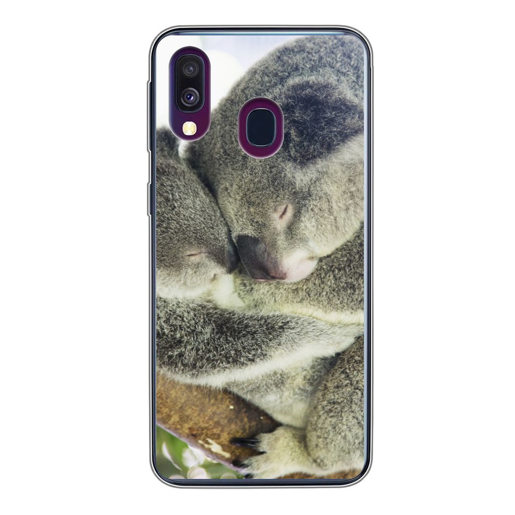 MuchoWow Handyhülle Schutzhülle Hülle für Samsung Galaxy A40 Koalas - Knuddeln - Tiere - Jungen - Mädchen Silikon Softcase Handy Hülle - Ha...