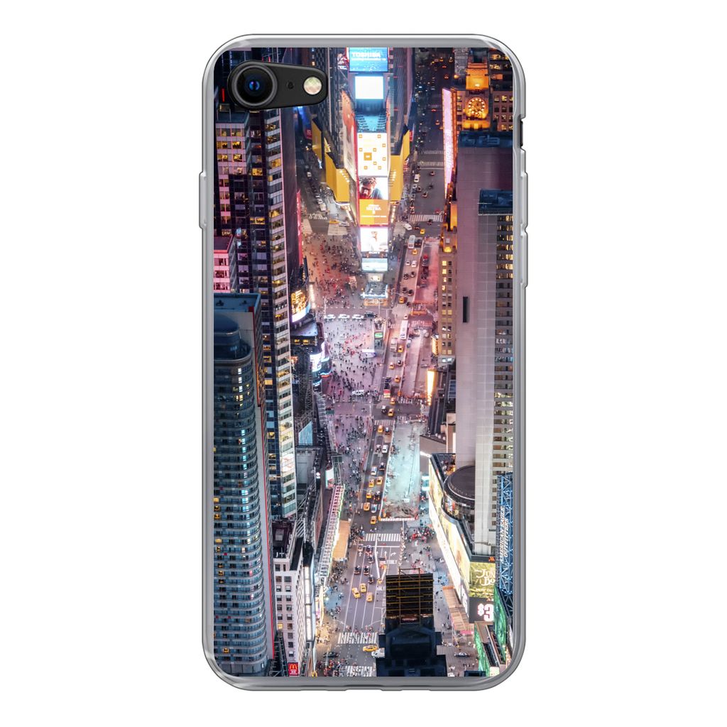 MuchoWow Handyhülle Schutzhülle Hülle für iPhone 7 Blick von oben auf den Times Square in New York Silikon Softcase Handy Hülle - Kartenhalter