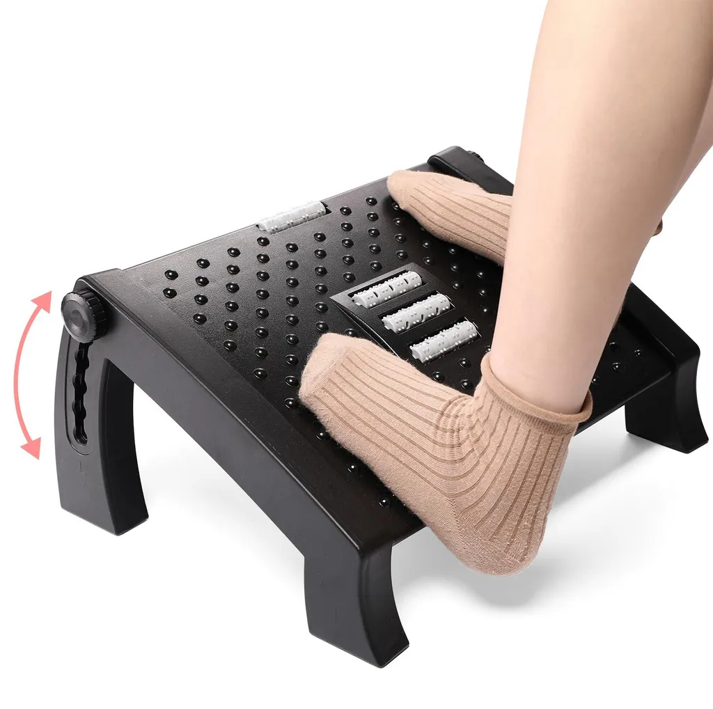 Support de pieds pour bureau ajustable avec fonction massage et antidérapant
