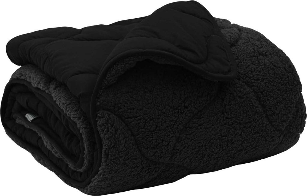 vidaXL Sommerdecke Schwarz 240 x 260 cm Mikrofaser und Teddy-Fleece