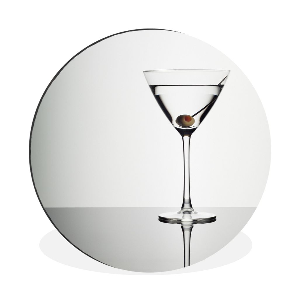 MuchoWow Aluminium Wandkreis Martini im Glas mit grüner Olive Ø 60 cm Wanddeko Modern Wohnzimmer - Wand Kreis - Wandbild - Schlafzimmer - Alumi...