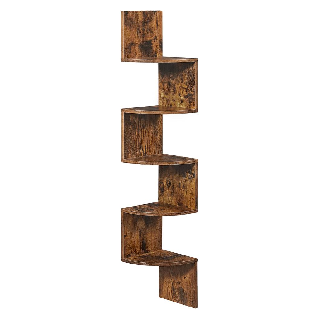 Wandregal Wand-Eckregal Wandregale 20x20x123cm Retro Braun