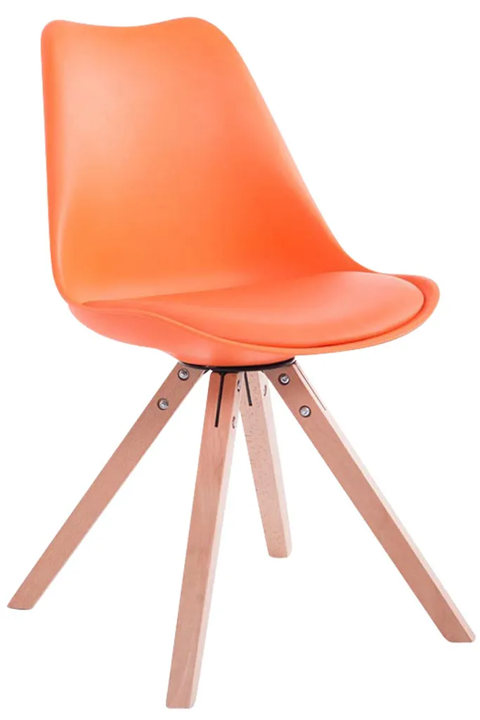 Chaise Toulouse Orange en Similicuir Nettoyage Facile et Stable en Bois
