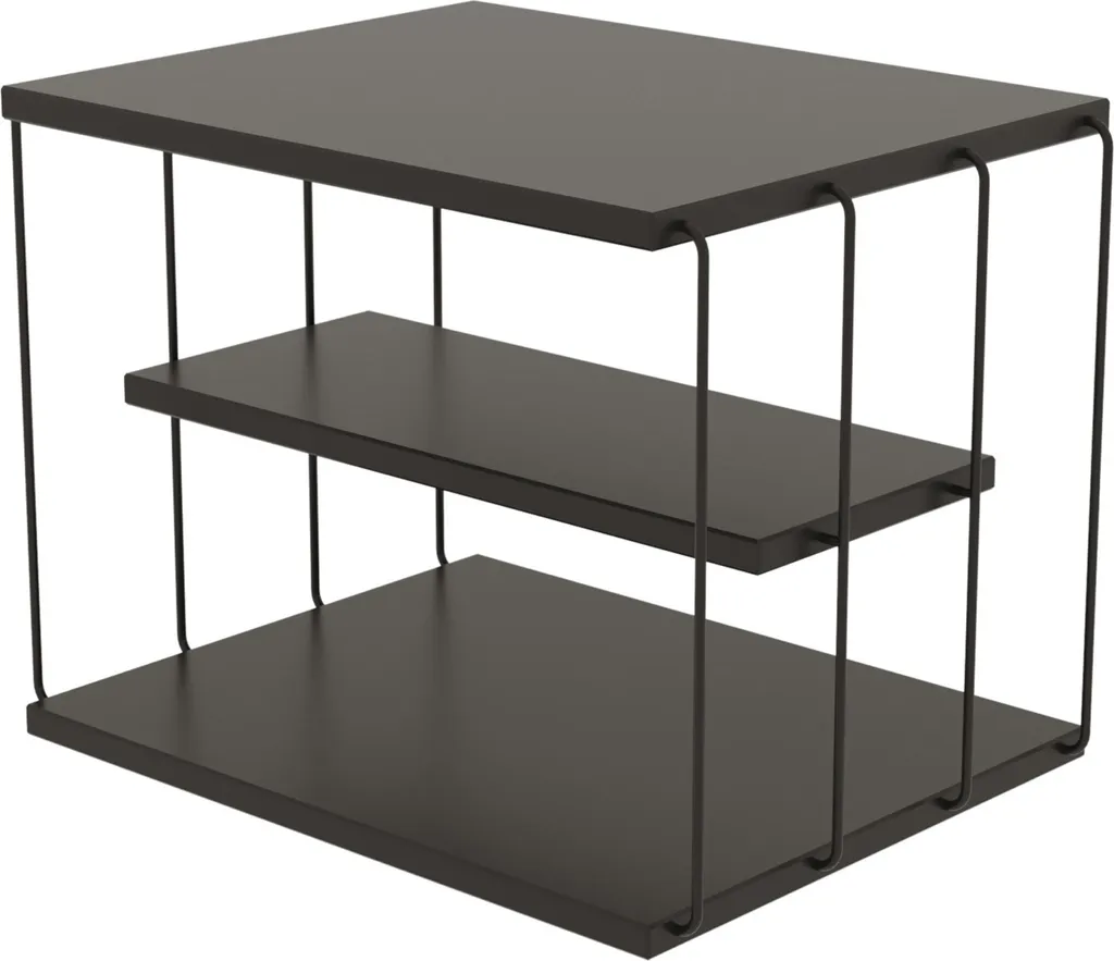 Table d'appoint Industrielle Anthracite 2 Niveaux Châssis en Métal