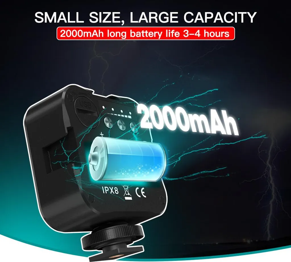 Lampe vidéo LED RVB submersible 30m à luminosité variable réglable