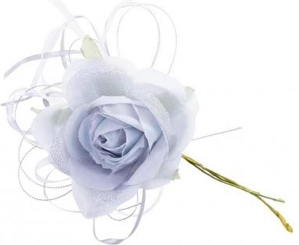 MAGICHOME WEIHNACHTSBLUME, Rose mit Blatt, blau, 18 cm