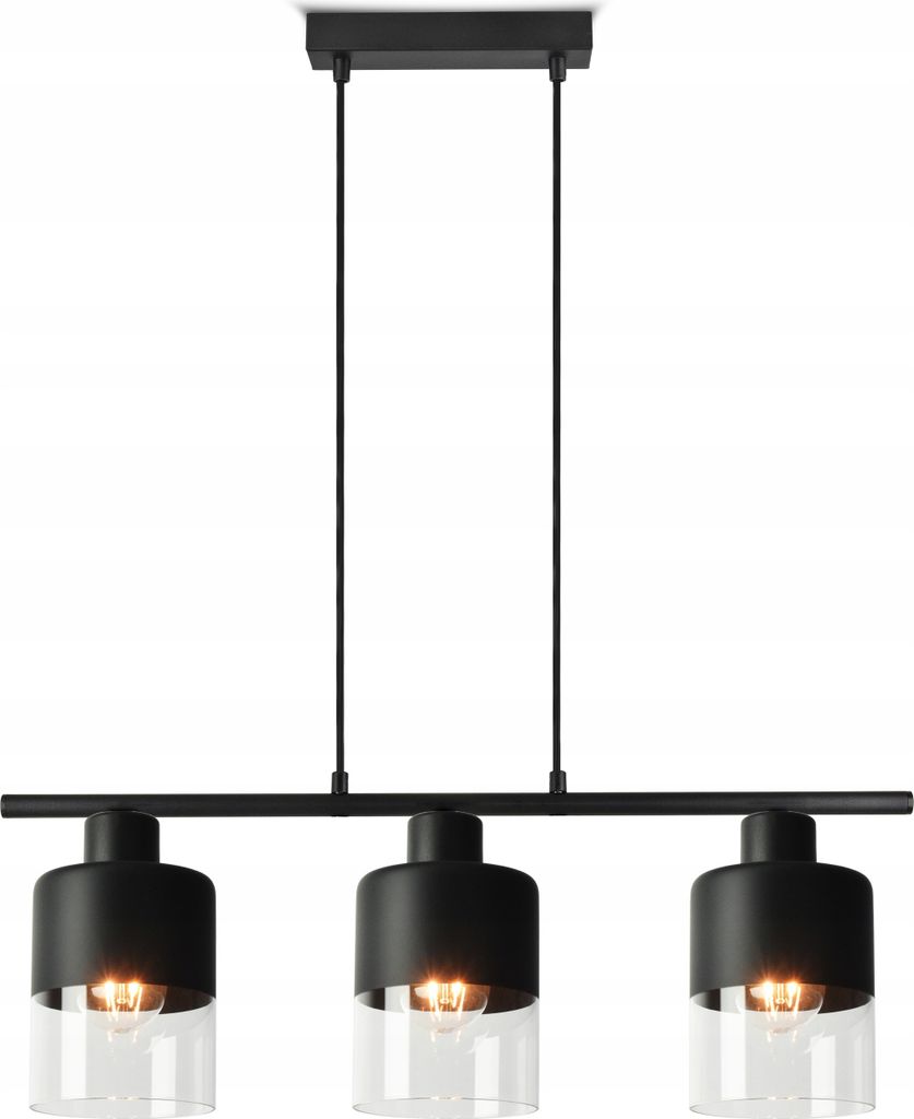 LUXOLAR - Pendelleuchte Schwarz 3 flammig, Hängelampe mit getöntes Glas E27 60 W - Pendelleuchte für Wohnzimmer, Küchen - Modern Design