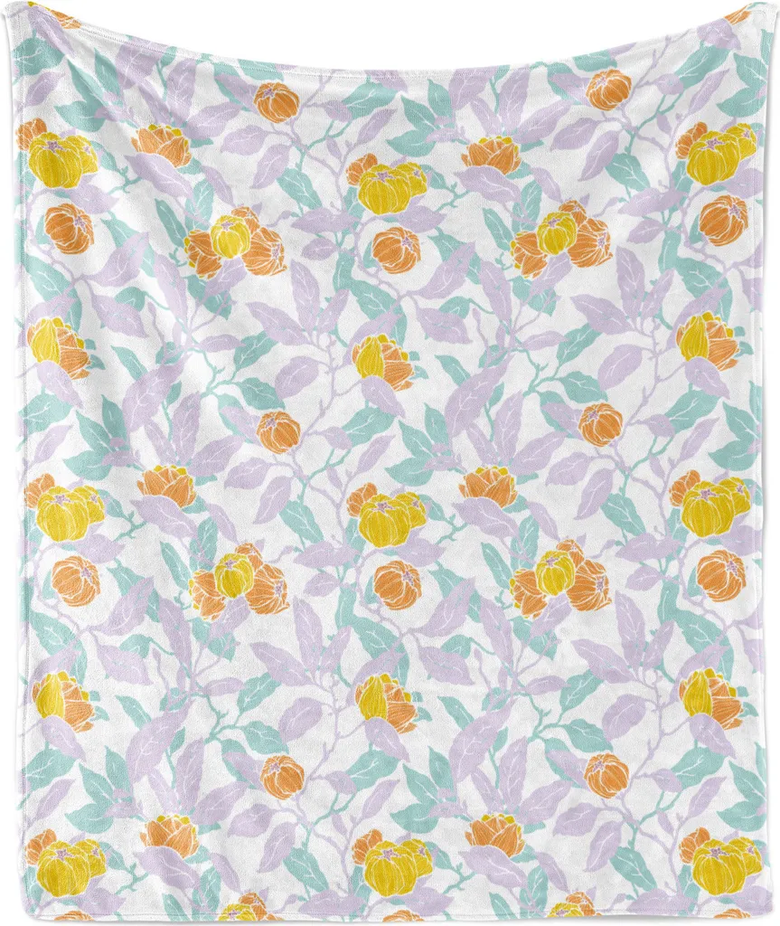 Coperta Pile Flanella ABAKUHAUS 125x175 cm - Plaid Floreale Morbido