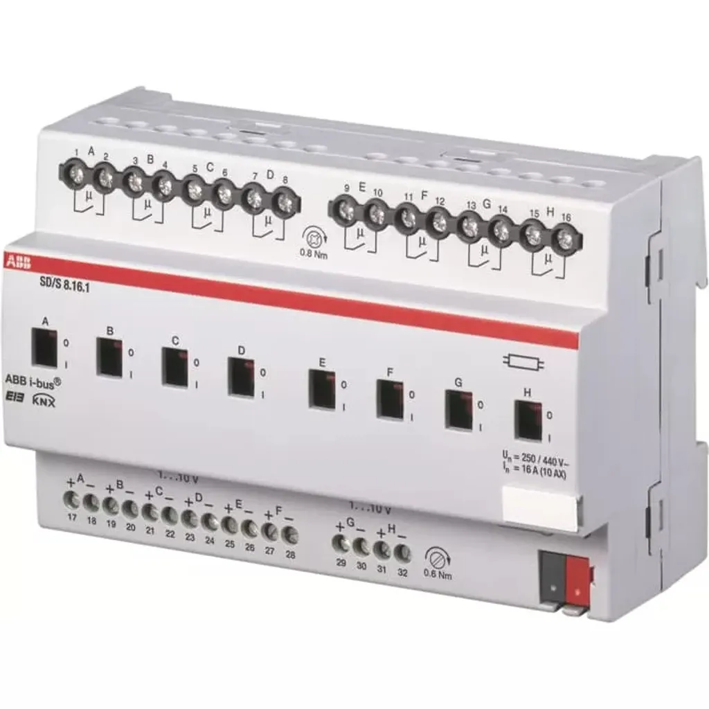 Variateur KNX 8 Canaux 16A ABB SD/S8.16.1 pour Éclairage Sans Grésille