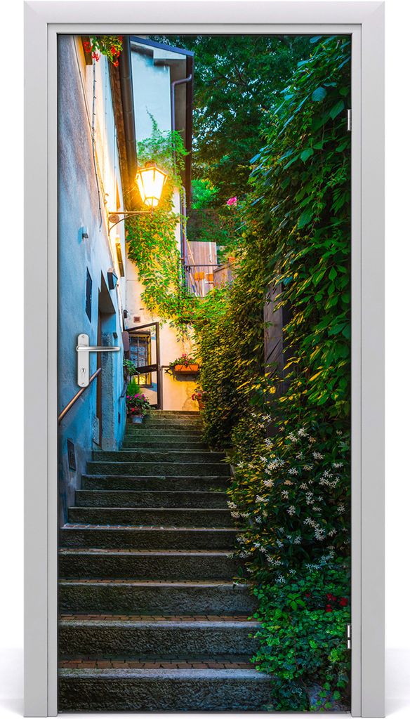 Tulup Türaufkleber 95x205 cm Dekorative Aufkleber Selbstklebend Wasserdichte Tapete Abnehmbar Schlafzimmer Wohnzimmer Wohnkultur - Altstadt Treppe...