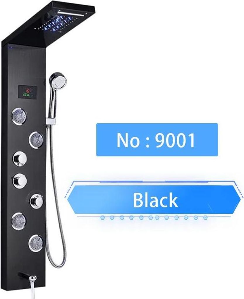 Duschpaneel, Multifunktionsmodi, Zeitgenössisches Design, Schwarz 9001