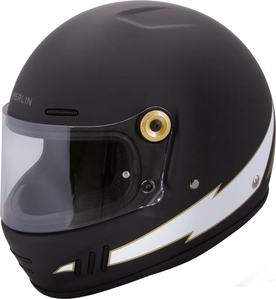 Casque Merlin Revival Vintage Flash Noir Mat S Confortable et Léger
