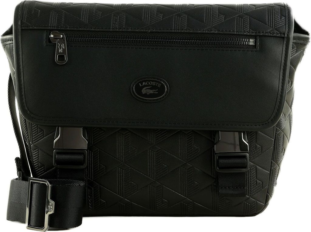 LACOSTE Umhängetasche Nomogramme Slim Messenger Bag Noir schwarz