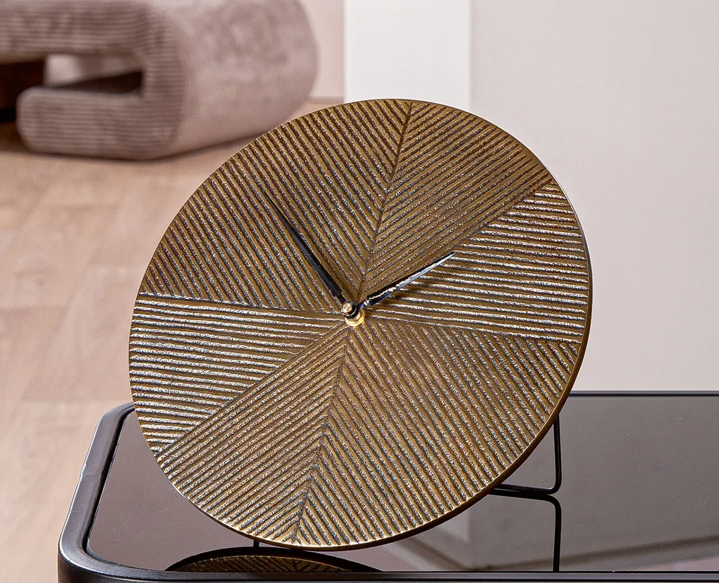 Grande horloge à poser ronde style industriel en métal bronze Gilde