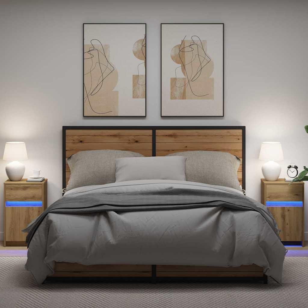 vidaXL LED Nachttisch 2 pcs Artisan-Eiche 38 x 34 x 61 cm