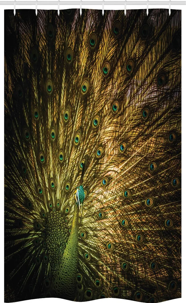 Tenda Doccia Pavone Verde Senape 120x180 - L'Anima del Bagno