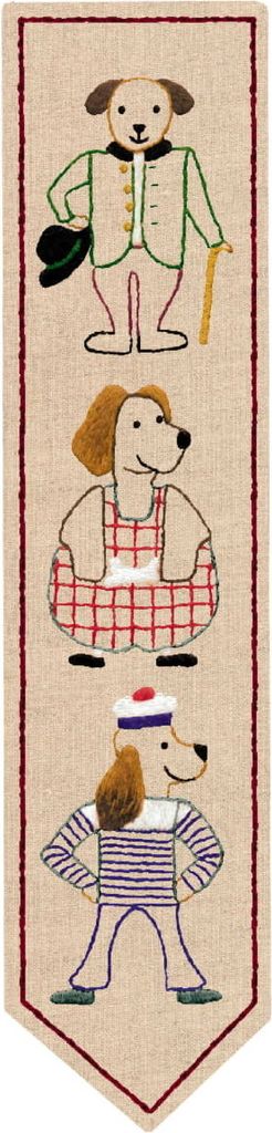 Le Bonheur des Dames Lesezeichen Freestyle Stickpackung "Hunde", Bild gedruckt, 5x20cm