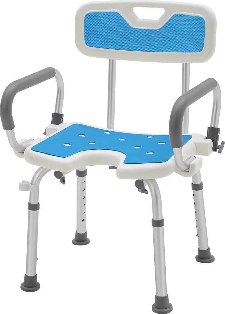 Chaise de douche réglable en hauteur avec dossier et grandes ventouses