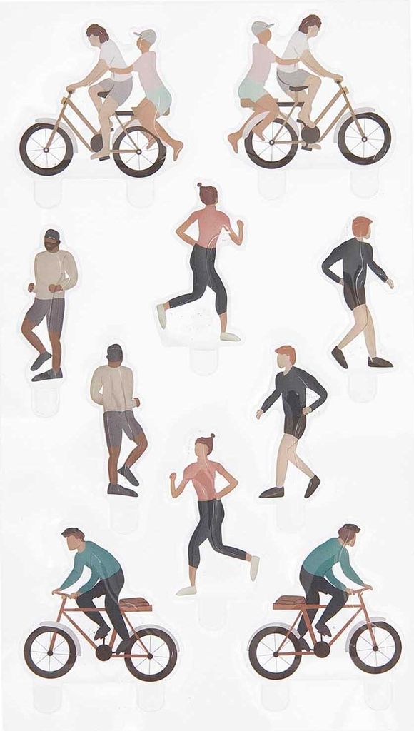Rico Design Gel Sticker FIGURICO 3D Aufkleber Set für kreative Bastelprojekte Radfahren und joggen