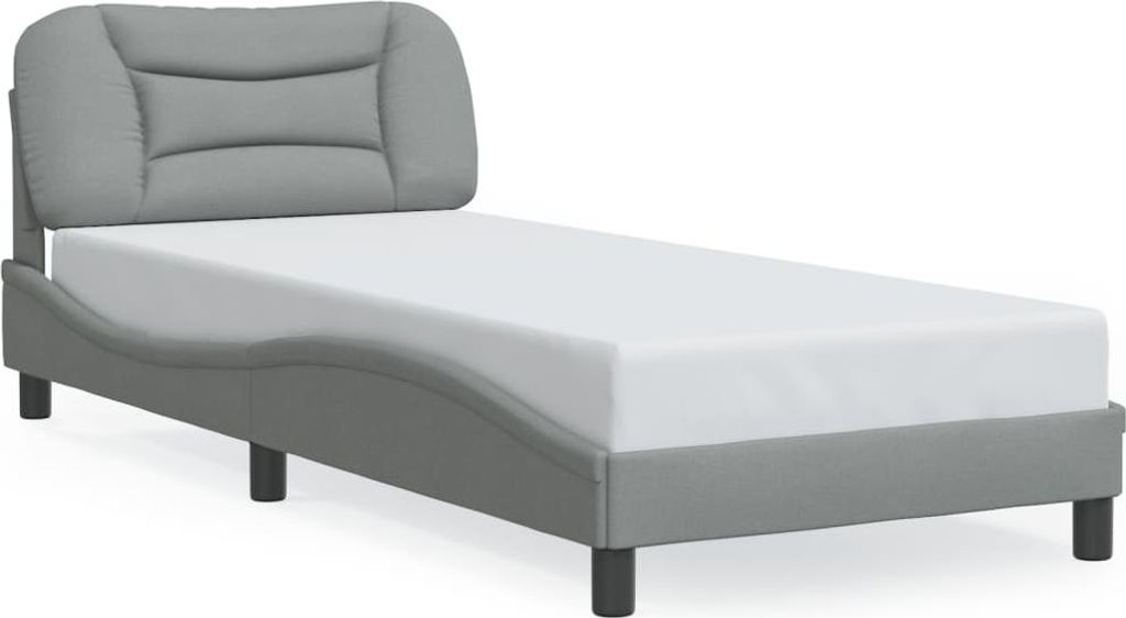 vidaXL Bettgestell mit LED ohne Matratze "Hvar" Hellgrau 80x200 cm Stoff
