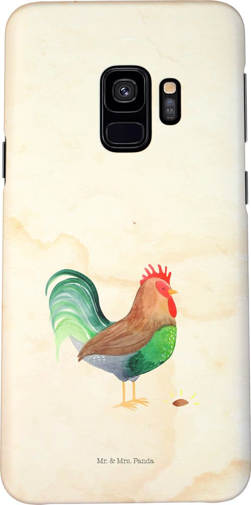 Mr. & Mrs. Panda Samsung Galaxy S9 Handyhülle Hahn Korn - Vintage - Geschenk, Natur, Eier, Bauernhof, Henne, Smartphone Hülle, Cover, Handy Schut...