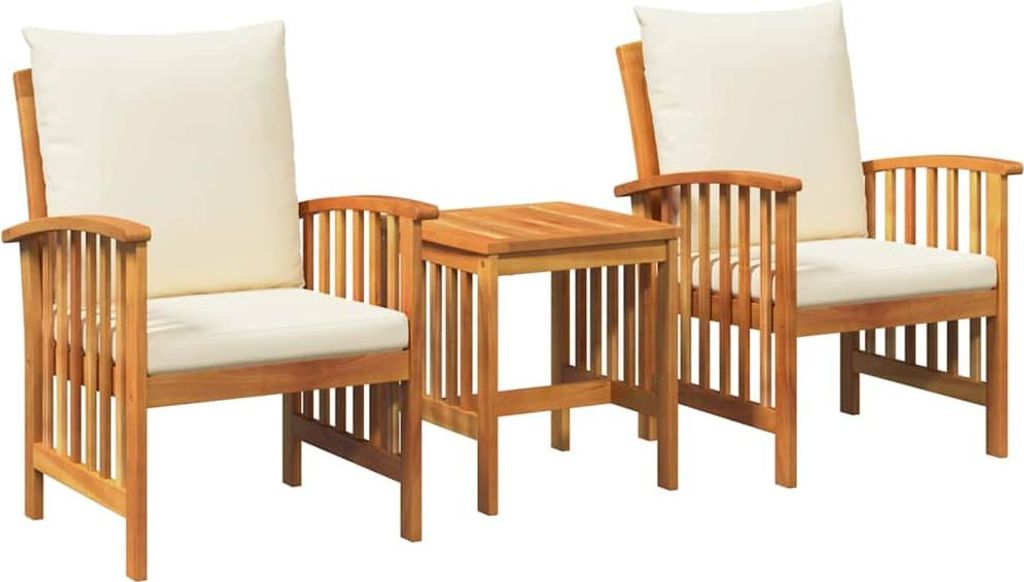 vidaXL Gartensofa-set mit Kissen 3 pcs Öl-Natur Massivholz Akazie